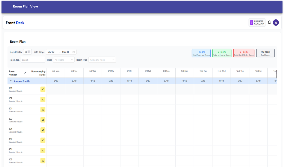Room plan and availability view